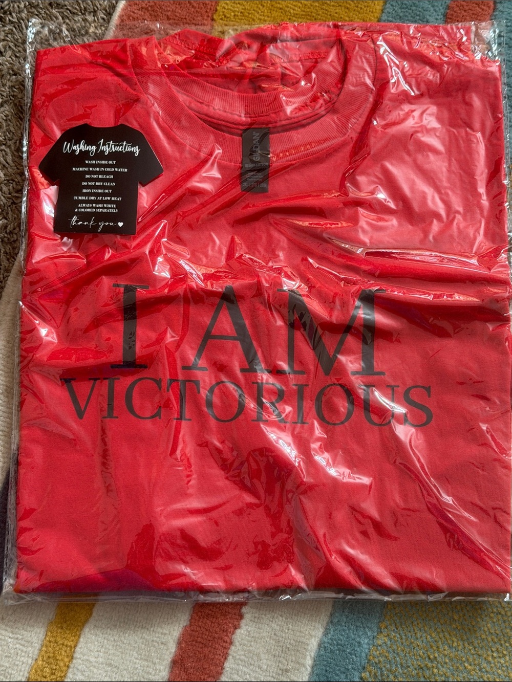 Red "I AM VICTORIOUS" Graphic Tee - Custom